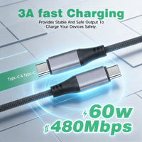 Câble Type-C WISTAR à prix d'usine, 1 m, 60 W, vers USB 2.0, câble de données Type-C, charge rapide, pour smartphones/tablettes