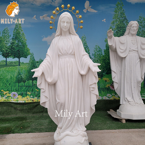 Tay chạm khắc cuộc sống Kích thước Tôn Giáo trang trí bằng đá cẩm thạch trắng Mary tượng để bán - Product Image 6