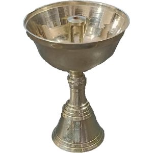 PARIJAT HANDICRAFT Handcrafted Brass <b>Oil</b> <b>Lamp</b> Smooth Design Stand with Hindu Religious Puja Articles for Diwali Aarti & Pooja - Product Image 1