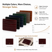 Porte-cartes en cuir rouge bordeaux texture crocodile, portefeuille fin avec fente incurvée pour logo personnalisé, vente en gros, fourniture OEM