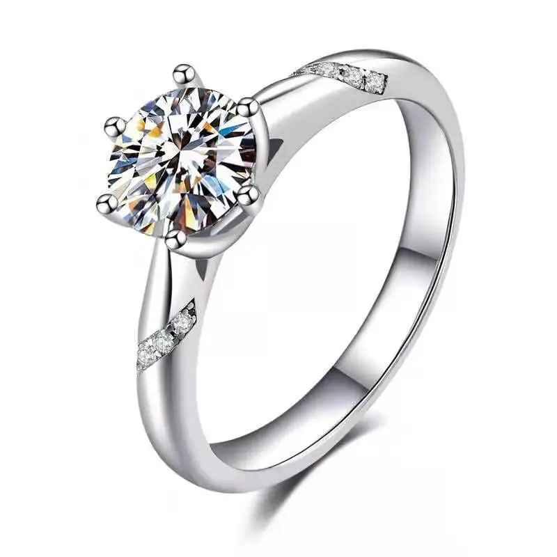 1 Carat Zes Klauw Ring Simulatie Mossan Diamond Open Ring Vrouwen Mode Eenvoudige Voorstel Diamanten Ringen