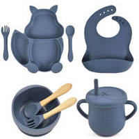 Ensemble d'assiettes en silicone en forme d'écureuil pour bébé, qualité alimentaire, sans BPA, anti-fuite, écologiques, compatibles micro-ondes, pour repas des enfants