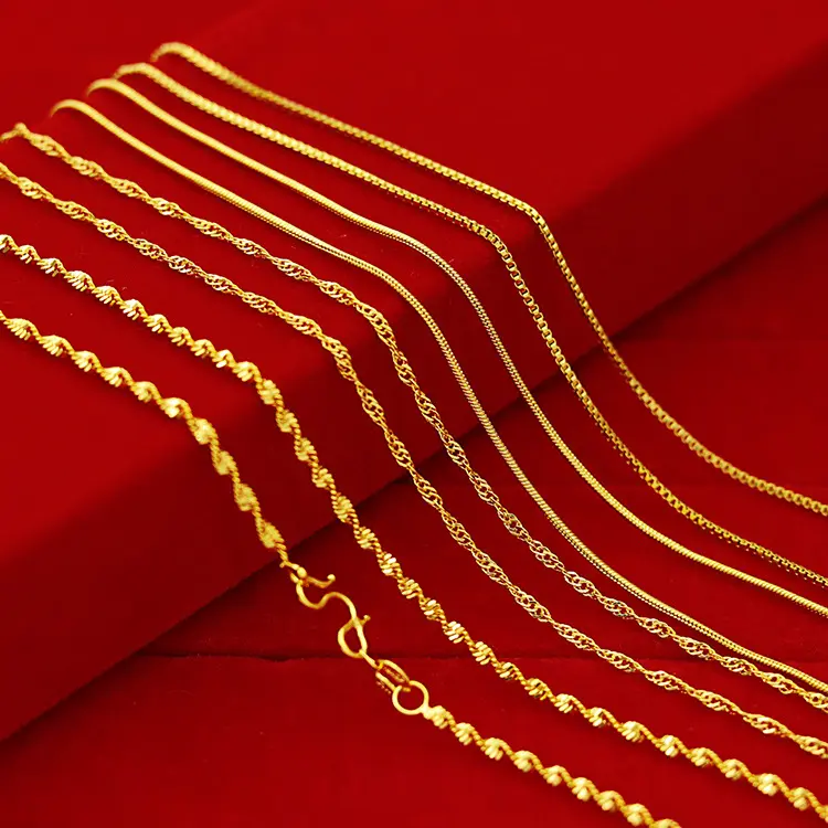 Dubai Gold Jewelry Designs 24k Chain Gold Plated Necklace For Women, Dubai New Gold Chains Design