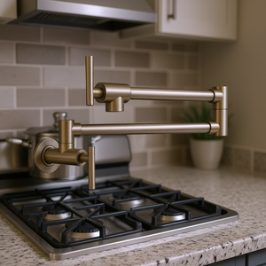 Grifo de Pared para Cocina DB, Acero Inoxidable con Acabado Cepillado, Giratorio, Estilo Clásico - Product Image 2