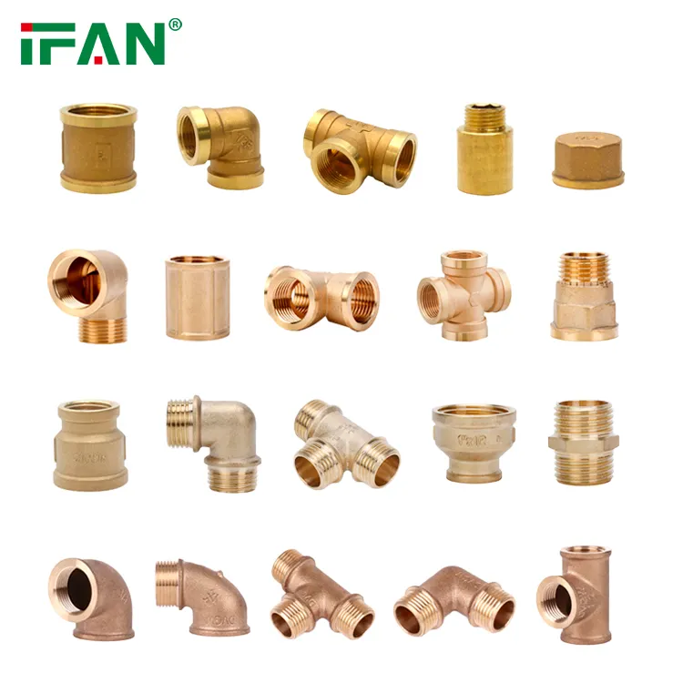 CW617 Brass Material Straight Coupling Elbow Tee Nipple Bushing Plug Thread Connection Fittings 1/2''-2'' Brass Fitting