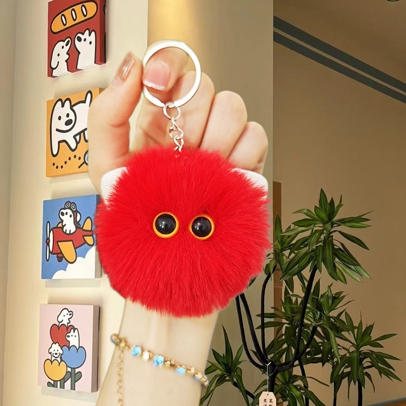 F@G58/tête de chaton en peluche - rouge