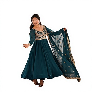 Lehenga Choli indien traditionnel bleu sarcelle avec dupatta brodé, robe ethnique longue pour femme - Product Image 1