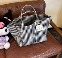 Bolsa de Lona de Gran Capacidad con Diseño de Puntos y Rayas, Bolso de Hombro Casual para el Uso Diario de las Mujeres