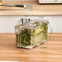 Moderne diepvries- en koelkastopbergcontainers, transparante, voedselveilige rechthoekige dozen voor groenten, fruit en keukengebruik.