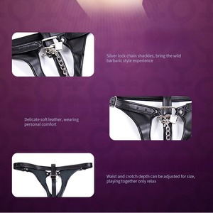 調節可能なPUレザーウエストベルト、メタルチェーンロック付き、セックスキット、クロスドレッサー、ロールプレイコスチューム、セクシーなBDSMランジェリーアクセサリー - Product Image 2