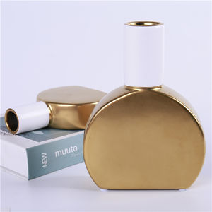 공장 공급 floreros dorados 파라 deciracion 홈 장식 꽃 꽃병 테이블 탑 골드 세라믹 꽃 화병 - Product Image 5