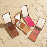 Palette de blush crème double teinte et de contouring |   Maquillage pour le visage à haute pigmentation, changeant de couleur, longue tenue, estompable, avec miroir intégré