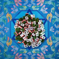 Jeu de tuiles de mahjong en acrylique à motif animalier pour table de mahjong américaine, tapis de mahjong imprimé motif animalier