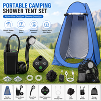 Ensemble de douche de camping portable avec douchette électrique rechargeable, abri de toilette et cabine d'essayage escamotable pour l'extérieur