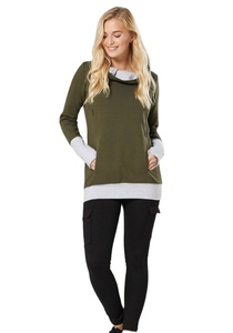 Sweatshirts et sweats à capuche pour femmes enceintes et allaitantes, grande taille, col rond, avec poches latérales - Product Image 5