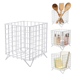 Panier de rangement carré en fil métallique grande capacité pour dosettes de café, design moderne, pour comptoir de cuisine et articles ménagers - Product Image 1