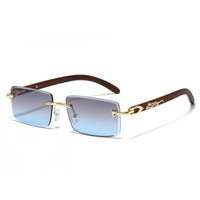 Nouvelles Lunettes de Soleil Luxe Sans Monture 2026 pour Hommes, Décor Léopard, Branches en Métal Doré Effet Bois, Verres Dégradés UV400, Monture Tendance