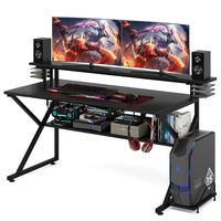 Pieds en métal modernes de haute qualité en forme de K Bureau de jeu d'ordinateur ergonomique Coin Grand bureau Table de jeu noire