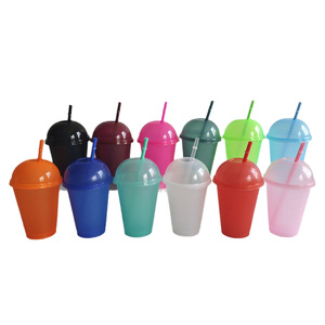 Plastic Milk Tea <b>Cup</b> 475ML With Straw And Lid For Party Use Unisex Eco-Friendly Drinkware <b>Set</b> - Product Image 1