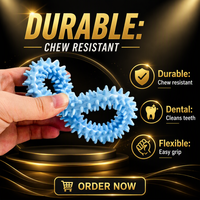 Jouet à mâcher pour chien en TPR couleur macaron, anneau à picots, nettoyage des dents, résistant à l'usure, jouet interactif pour animaux de compagnie pour l'intérieur et l'extérieur
