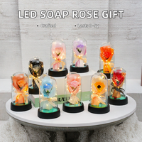 AYOYO Cadeau de la Saint-Valentin et de la remise des diplômes, bouquet de roses séchées faites à la main, savon en forme de fleur, lampe de nuit lumineuse, fleur artificielle