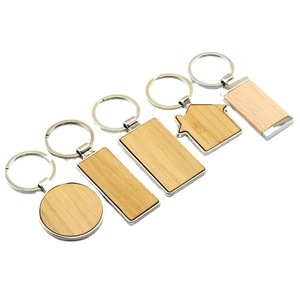 Custom Logo Business Gift Eco-Friendly Durable Portable Wood Small Stock Bamboo and Beech Wood Keychains key chain