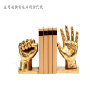 Charmants porte-livres en résine en forme de main et de poing dorés, ensemble d'ornements en or, décoration unique pour étagères et bureaux, cadeau personnalisé unique en résine