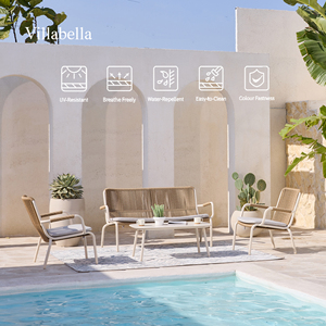 Set Lounge <span class=keywords><strong>da</strong></span> <span class=keywords><strong>Giardino</strong></span> Moderno in Rattan per Esterni con Tavolino <span class=keywords><strong>da</strong></span> Caffè per Villa e Hotel - Product Image 2