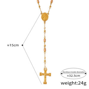 Religious Medieval Vintage Jewelry 316L Stainless Steel 14k 18k Gold Plated Bead Faith Cross <b>Rosary</b> Necklace for Women wholesale - Product Image 6