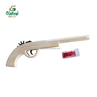 Pistol Mainan Kayu Anak untuk Menembak dengan Karet Gelang, Bahan Kayu Solid untuk Luar Ruangan