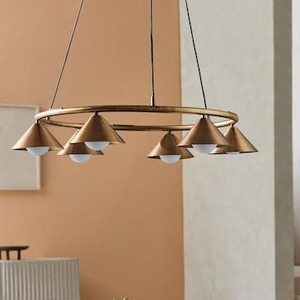 Modern Brass <b>Chandelier</b> Round Led Warm <b>Light</b> For Living Room And Dining Room - Product Image 2