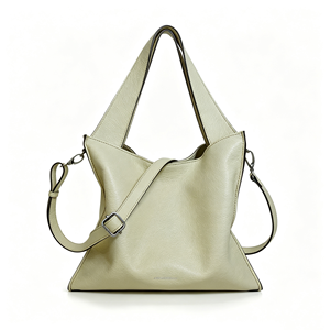 Cream Pebble Grain <b>Shoulder</b> Tote <b>Bag</b> Detachable Strap Side <b>Zip</b> Design <b>Large</b> Capacity Office Work Handbag - Product Image 1