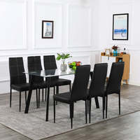 Ensemble 6 chaises en similicuir à dossier haut avec base en métal rectangulaire pour la salle à manger