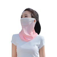 Nouveau style cache-cou dégradé de couleur UPF50+ en soie glacée avec attaches pour les oreilles, écharpe de protection solaire respirante pour femme, masque facial d'été