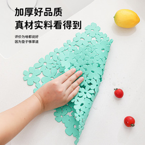 Floral Pattern TPR Bathroom Anti-Slip Mat For Sink Drainage And Heat Insulation Irregular Shape - Product Image 2