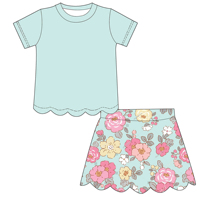 Nouveaux ensembles de vêtements pour petites filles, manches courtes et jupe courte en dentelle, imprimés floraux, mode enfantine d'été, costumes pour l'école