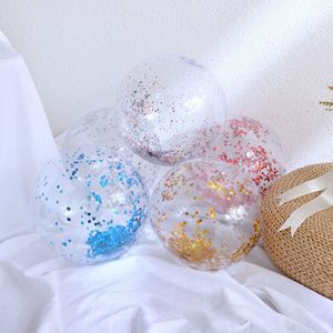 ลูกบอลชายหาดพองลมประดับเลื่อมใส PVC ใส่น้ำวิบวับ ของเล่นสำหรับงานวันเกิด อุปกรณ์ประกอบฉากถ่ายรูป ใช้ได้ทั้งในร่มและกลางแจ้ง - Product Image 3