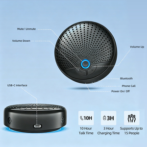 Haut-parleur de conférence professionnel CM-05 avec réduction de bruit IA, portée de 7 m pour 15 participants, micro omnidirectionnel <span class=keywords><strong>à</strong></span> 360° pour les réunions vidéo Zoom - Product Image 4