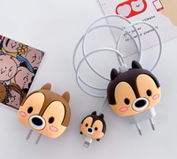 Moda lindo diseño de dibujos animados tipo C para iPhone caso cargador
