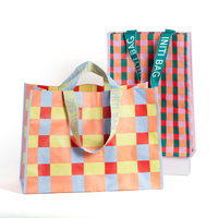 Nouveau sac de courses réutilisable écologique à motif à carreaux, sac en tissu non tissé imperméable, sac de shopping en PP laminé recyclé