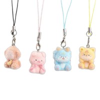 En gros, porte-clés animaux en peluche Kawaii, mini lapin, ours, cochon en peluche, cordon de téléphone et breloque de sac pour filles, cadeau en gros