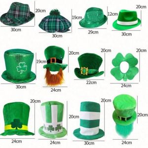 Wholesale Green Irish Festival St. Patricks Day Hat Green <b>Top</b> Hat With Beard Party Shamrock <b>Top</b> Hat - Product Image 5