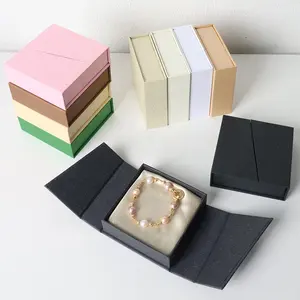 Luxus benutzer definierte Logo strukturierte Papier Pappe Doppeltür Schmuck Geschenk box Verpackung für Ringe Ohrring Halsketten