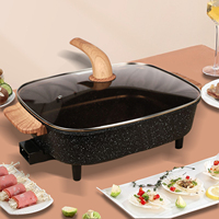 Casserole électrique de grande capacité 8L, cuisinière électrique en fonte à grain de bois à chauffage rapide 1800W, contrôle à 2 vitesses