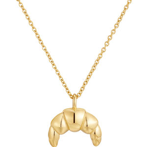 Venta al por mayor 14K chapado en oro joyería de acero inoxidable <span class=keywords><strong>Mini</strong></span> rayas cuernos de buey colgante declaración para mujeres accesorios collar P243453 - Product Image 6