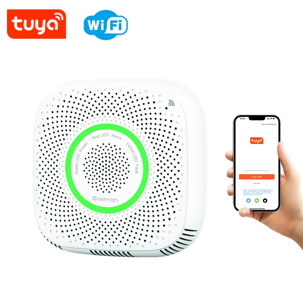Rilevatore di gas intelligente Tuya WiFi rilevatore di allarme di gas naturale sensore di rilevatore di gas gpl per la sicurezza della casa e della cucina