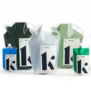 Pochette de bec de recharge en plastique, impression personnalisée, 100ML, 250ML, 500ML, 1L, pour emballage liquide