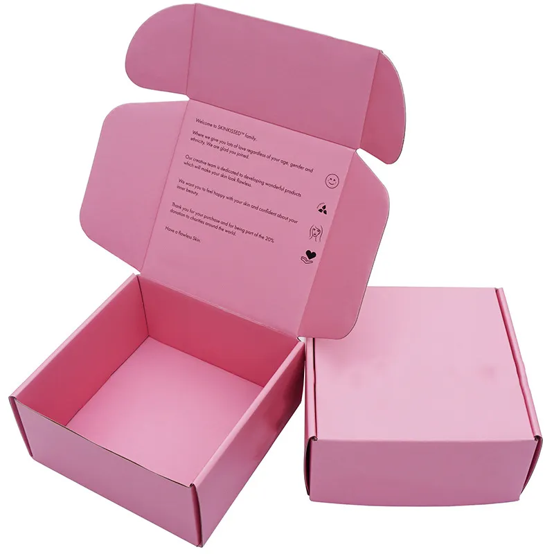 Hot Sale Fancy Foldable Corrugated Clothes Apparel Custom Wig Boxes Pink Color Gift Mailer Box For Shipping