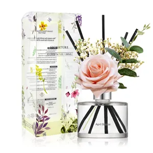 Individuelle Heim- und Bürodekoration Glasflasche Breeze Rose Blume Aromatherapie Schilf-Diffusor-Stifte