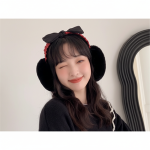 Hongdae onni อุปกรณ์กีฬาฤดูหนาวของผู้หญิงที่ครอบหูขนเฟอร์ให้ความอบอุ่นดีไซน์แบบพับเก็บได้ - Product Image 1